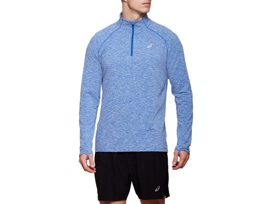 アシックス メンズ ドライ クォーター ジップトップ Asics Blue Heather