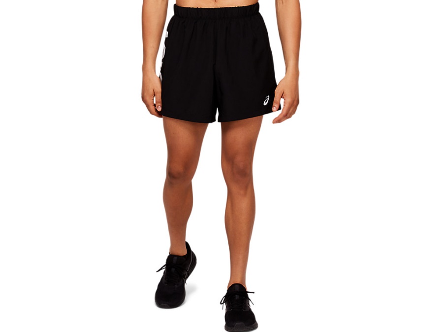 Asics ファッション ブランド パフォーマンス 黒 カタカナ 5インチ ショート