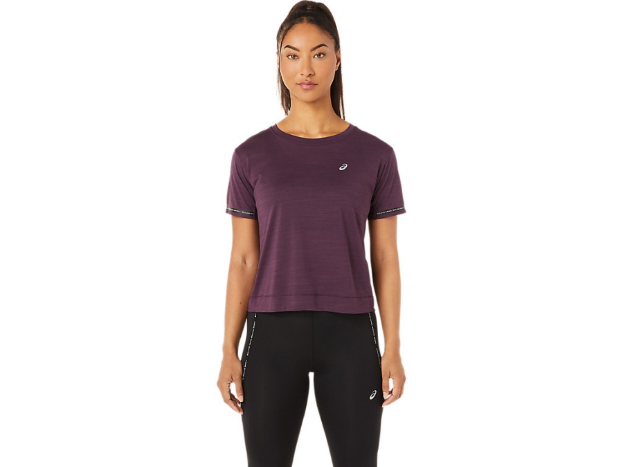Asics ファッション ブランド レース クロップ トップ ディープ プラム